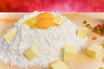 Wall Mural - Flour, Eggs And Butter - Closeup