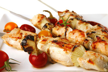 Canvas Print - grilled chicken shish kebab