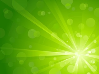 Canvas Print - Green light burst with shiny light dots and copy space