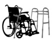 Rollstuhl,Krücke und Gehhilfe