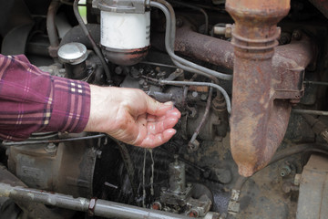 Leaking on pump of old tractor engine