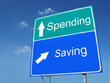 © pincasso - SPENSING SAVING road sign