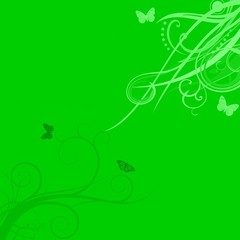 Wall Mural - FLORAL VERT PAPILLONS