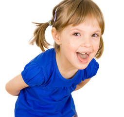 little girl isolated on white