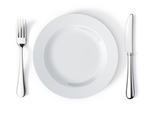 Place Setting With Plate, Knife And Fork