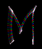 Fototapeta Londyn - Bright rainbow letter M on black background. Isolated.