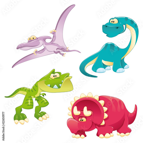 Naklejka na drzwi Dinosaurs Family. Funny cartoon and vector characters