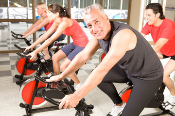 Wall Mural - Spinning in a fitness studio