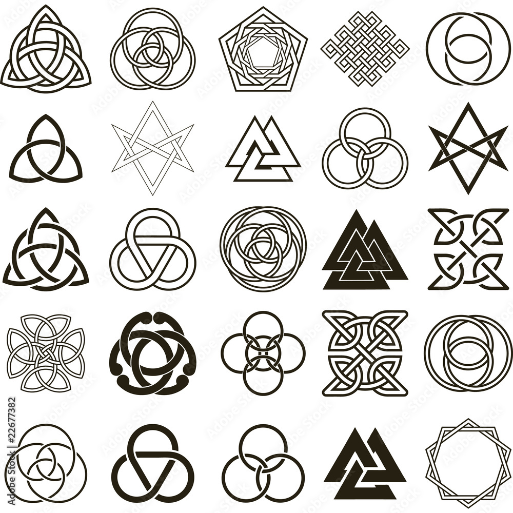 Set of symbols icons vector. Tattoo design set. Stock Vector | Adobe Stock