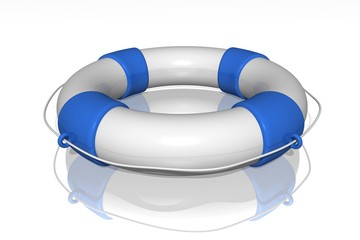 White life buoy with rope isolated