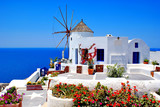 Fototapeta  - Windmill on Santorini island, Greece