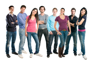 happy smiling group of friends standing