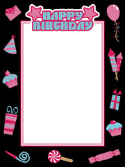 Canvas Print - black and pink birthday frame