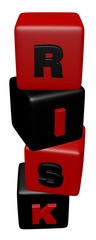 Fototapete - Cube block combined a risk word in a row with a risky compositio