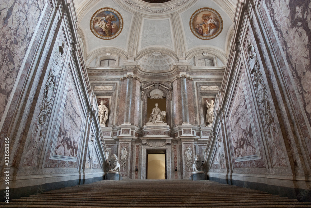 The stairways at The Royal Palace of Caserta - obrazy, fototapety, plakaty 