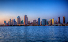 San Diego Skyline On Clear Evening In HDR