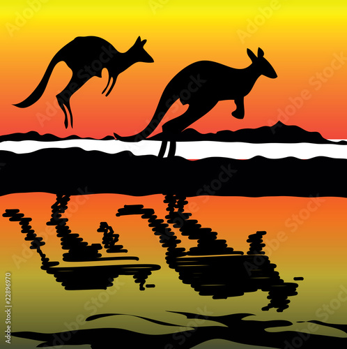 Foto-Plissee - Kangaroo on the sunset Australia icon (von Icons Jewelry)