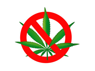 Wall Mural - Ban on hemp on a white background