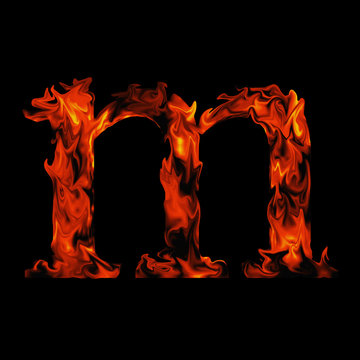 High resolution burning font isolated on black background