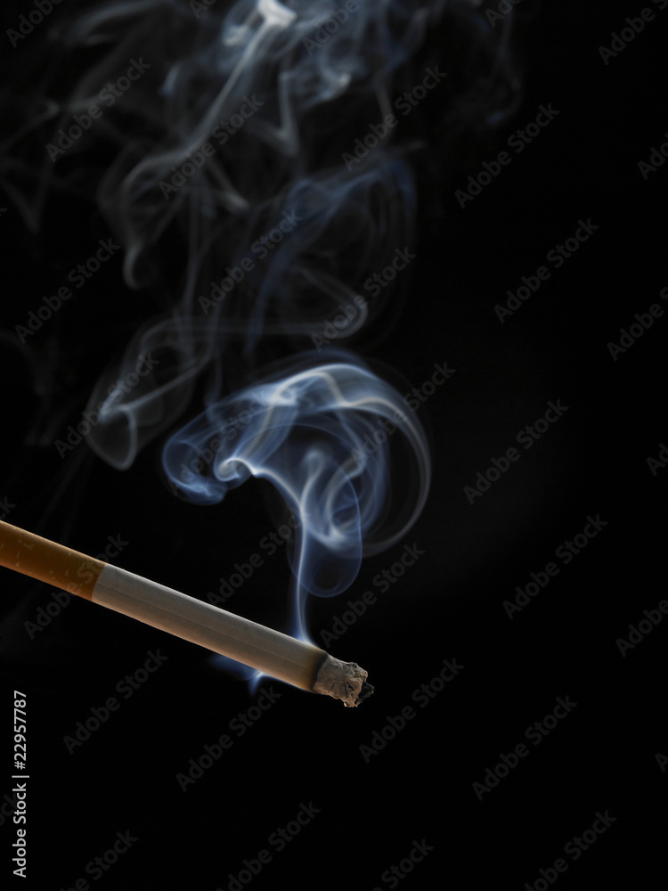 light up cigarette light up cigarette with smoke Stock Photo