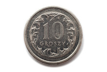 Macro Close-up Of Polish 10 Groszy Coin