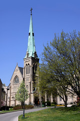 Wall Mural - Church with tall steeple