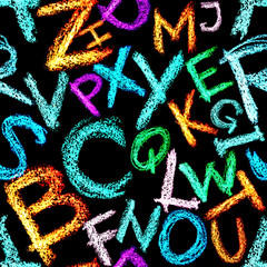 Poster - Crayon alphabet seamless