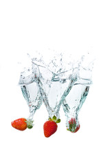 Fresh Strawberries Water Splash
