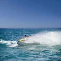 Wall Mural - close up shot of  man with a jetski