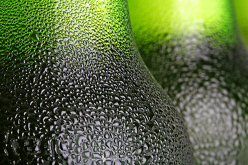 Wall Mural - Part of beer bottle on white background