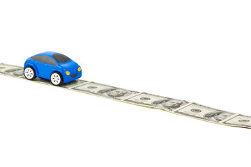 Wall Mural - Toy car on money road