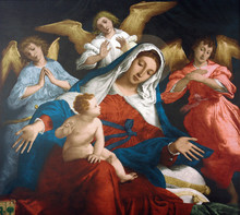 Blessed Virgin Mary With Baby Jesus And Angels