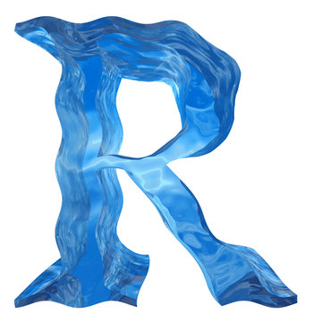 High resolution blue water font isolated on white