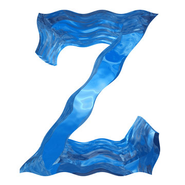High resolution blue water font isolated on white