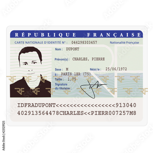 Carte Nationale D Identite Francaise Stock Vector Adobe Stock