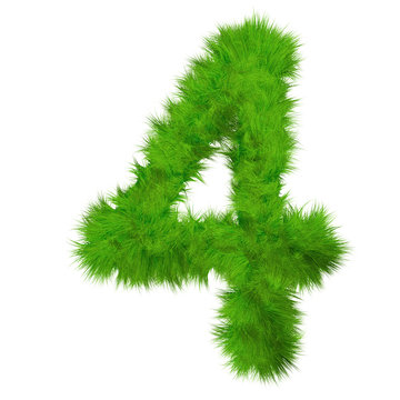 High resolution grass number isolated on white background
