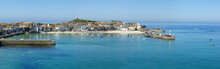 A Panoramic View Of St. Ives Harbour In Cornwall, UK.