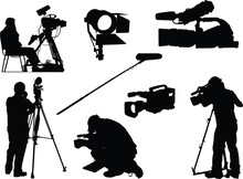 Cameraman And Film Objects Vector