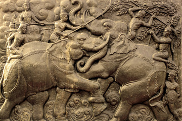 Wall Mural - elephant old war in Thailand