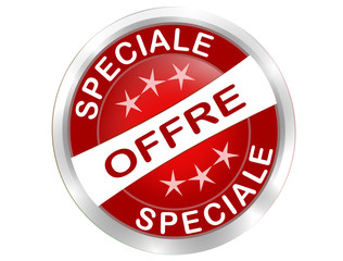 Sticker - bouton offre spreciale rond rouge effet gel 3 étoiles