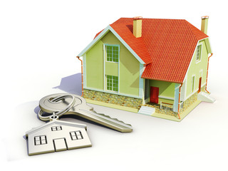 Aufkleber - House and house keys on white background