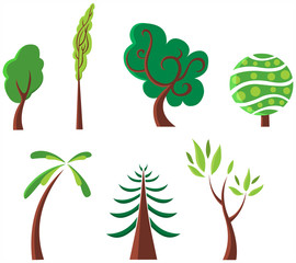 Wall Mural - Vector trees set