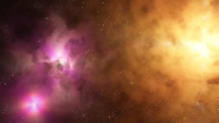 flying around nebula deep in space