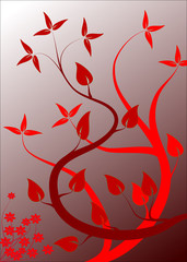 Sticker - An abstract red japanese style floral vector design