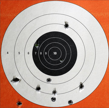 Wall Mural -  - Practice Target with Bullet Holes