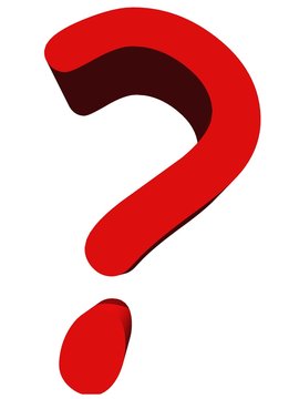 High resolution 3D red question  isolated on white