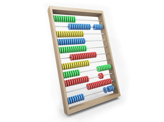 Colorful wooden abacus; 3D rendered image.