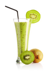 Wall Mural - Kiwi smoothie isolated on white