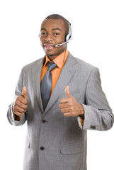 Canvas Print - African american customer support operator