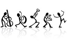 Band Musicians Playing Music, Vector Ideal For T-shirts